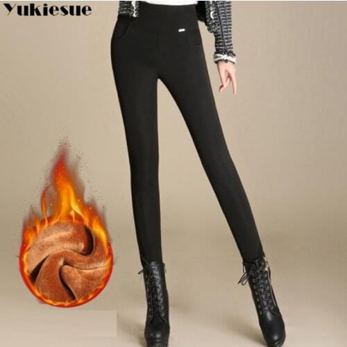 Warm Women Pants Winter Skinny Thick Velvet Wool Fleece Leggins Trousers Lambskin Cashmere Pants Female Leggings Plus size