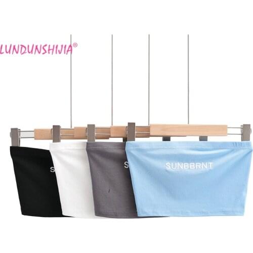 LUNDUNSHIJIA Letters Embroidery Tube Tops Women Strapless Bandeau Tube Top Women Intimates Soft Elasticity Sexy New Arrival