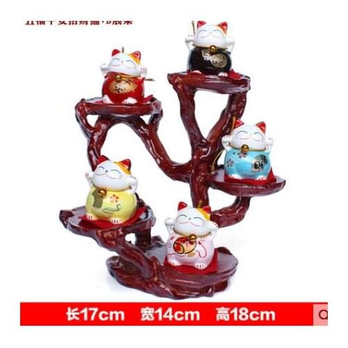 Wine cabinet TV cabinet household decorations wooden frame trumpet lucky cat uxury Animal Sculpture statue carving Home Decorati