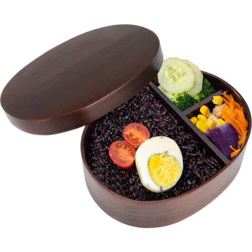19x15cm Lunch Box Portable Japanese Style Wooden Food Container Kitchen Dining Accessory