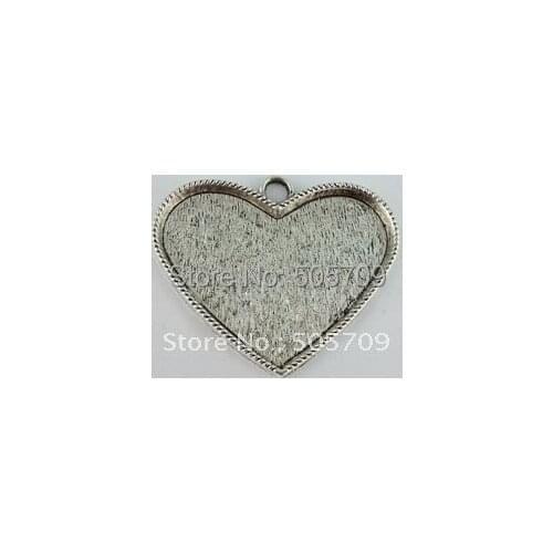 6pcs Tibetan Silver Color Heart Pendant Setting Blanks 56x37mm A11695