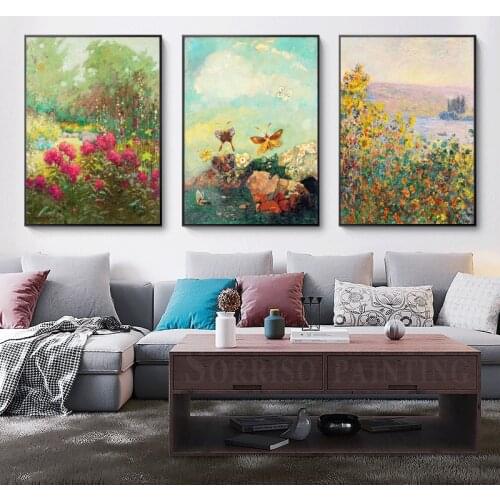 Abstract Redon Butterfly Flowers Canvas Painting Wall Art Posters And Prints Hallway Pictures For Living Room Home Dining Decor