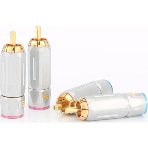 Audiocrast 24K gold Plated RCA Audio Plug Analogue Cable Connector HIFI 10mm cable rca plug