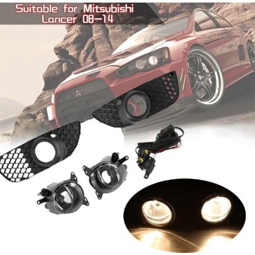 12V Car Fog Lamp For Mitsubishi Lancer 2008 09 10 11 12 2013 LED Halogen Fog Lights With Wiring&Grilles Harness Cover Trim Kit