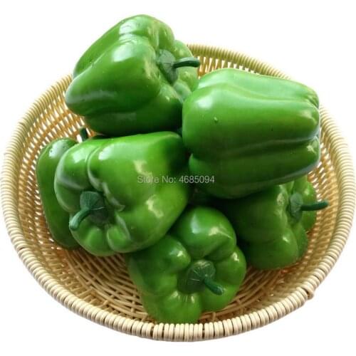 Gresorth 8pcs Artificial Big Bell Green Pepper Decoration Fake Vegetable Home Kitchen Cabinet Food Toy Model