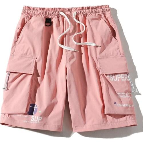 PROWOW urban mens pants Japanese 2021 new summer overalls shorts mens casual loose drawstring 5 five-point pants