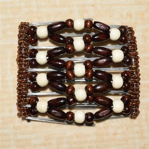 Brown and cream wooden metal comb girls women lady wedding pary best gift magic comb 10 pcs /lot