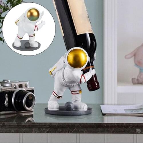 Artistic Resin Astronaut Wine Bottle Holder Rack Tabletop Wine Display Stand for Home Kitchen Countertop