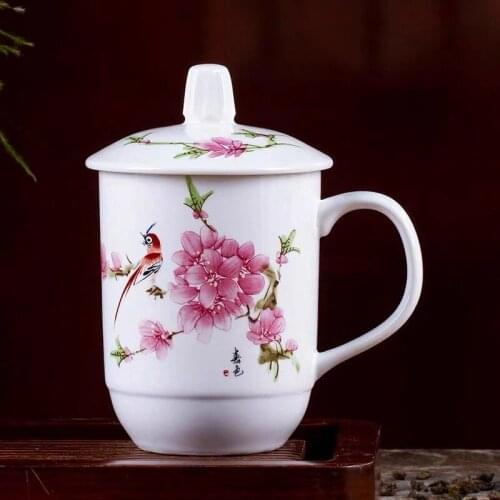 Hand-Painted Ceramic Water Cup with Lid Personality Retro Milk Juice Lemon Mug Coffee Tea Cup Home Office Drinkware Unique Gift