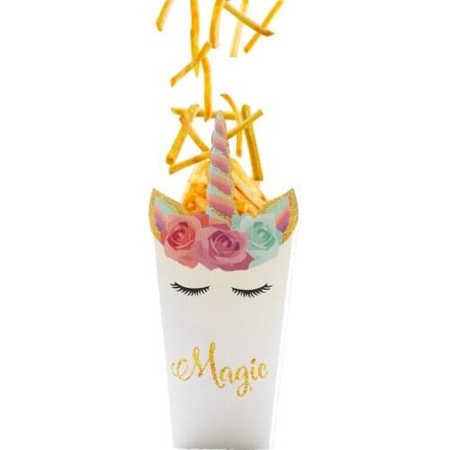 Kids Party Snack Popcorn Boxes Christmas Unicorn Bags Present Case Disposable Colorful Cinema Snack Paper Boxes Candy Packing