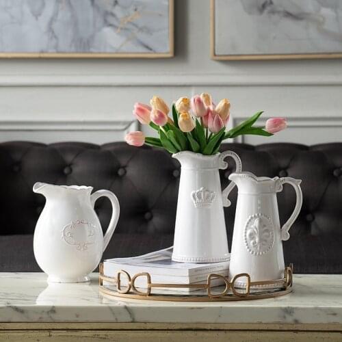 Crown Relief Ceramic Vase Model Room Countertop Flower Arranger Home Simulation Flower Jewelry