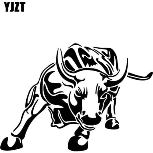YJZT 16.9CM*11.9CM A Strong Bull Car Door Creative Decoration Car Sticker Vinyl Decal Black/Silver C4-2115