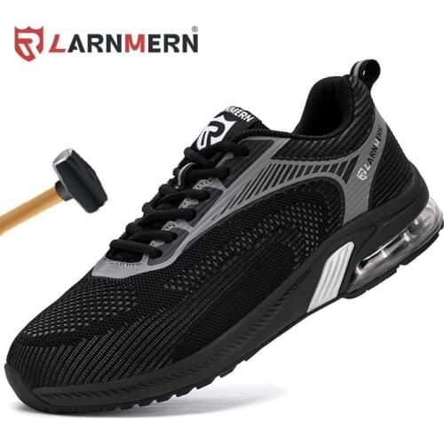 LARNMERN Men Lightweight Breathable Steel Toe Outdoor Anti-Smashing Construction Security Footwear Protective Sneakers
