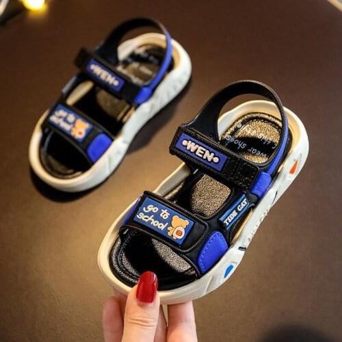 Summer Childrens New Boys Leather Sandals Baby Shoes Kids Flat Child Beach Shoes Sports Soft Non-slip Casual Toddler Sandals