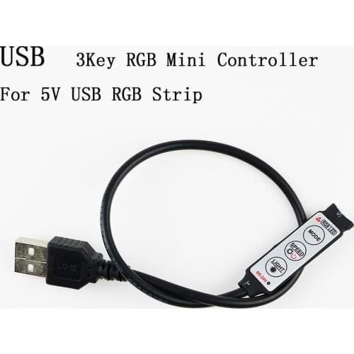 DC 5V USB RGB 3K Mini Controller dimmer 19 Dynamic Modes 20 Color with Female DC connector for 5V USB RGB Strip Home Decoration