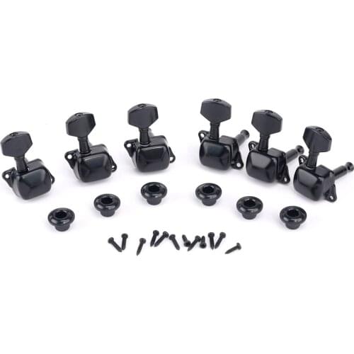 Musiclily 6 in Line Semi Sealed Guitar Tuners Tuning Pegs Keys Machine Heads Set for ST Squier Style, Black