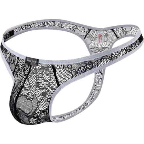 Men Thongs for Big Penis Sexy Gay Sissy Tanga Hombre Jockstrap U Pouch Transparent Thin Men Lace Underwear Thong G-strings
