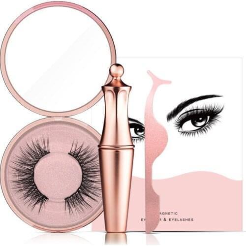 3 Sets Magnetic Eyelashes Liquid Eyeliner & 3D Magnetic False Eyelashes & Tweezer Set Waterproof magnetic Eyeliner and Eyelashes