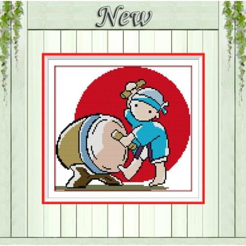 Drumming cute boy home wall decor paintings counted printed on canvas DMC 11CT 14CT kits Cross Stitch embroidery needlework Sets