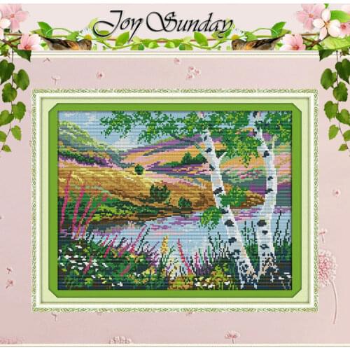 The lakeside poplar Patterns Counted Cross Stitch 11CT 14CT Cross Stitch Sets Wholesale Cross-stitch Kits Embroidery Needlework