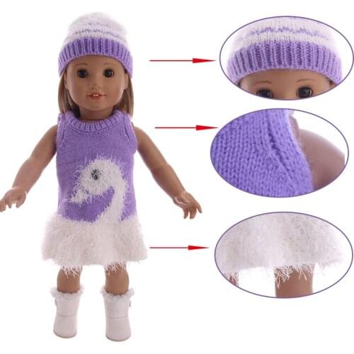 New Fashion Doll Clothes White Swan Fur Skirt+Soft Hat For 18 Inch American Doll & 43 Cm Born Doll For Generation Toy