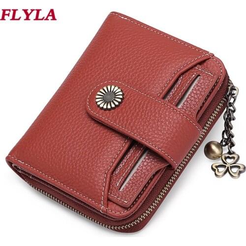 2021 New Genuine Leather Women Wallet Short Student Multifunctional Mini Coin Purse Driving License Wallet