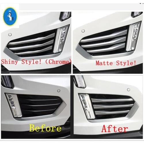 Yimaautotrims Front Head Fog Lights Lamp Eyelid Eyebrow Strip Protection Kit Cover Trim Fit For Cadillac XT5 2016 - 2020 ABS