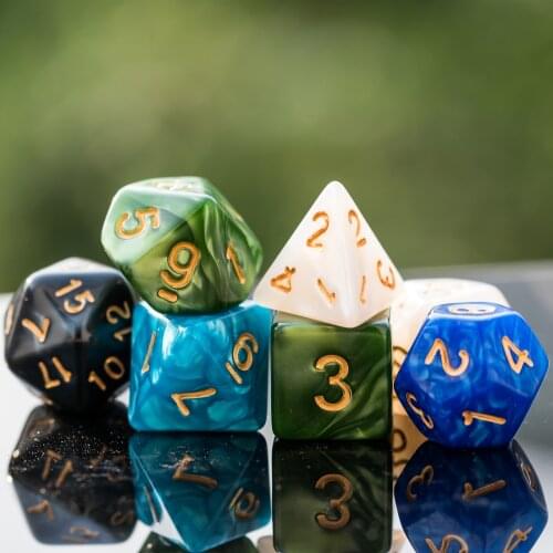 Poludie 7Pcs/Set DND Dice Set 5 Colors Available D4 D6 D8 D10 D% D12 D20 Polyhedral Dice for Role Playing Board Game RPG MTG D&D
