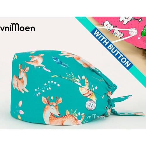 Head cap nurse medical Cartoon Print Medical Scrub Hat Hospital Doctor Cap Health Worker Scrub Cap Pet clinic nursing scrubs hat