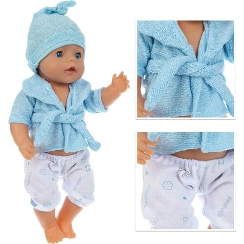 Blue Bathrobe Suit Doll Clothes Fit 17 inch 43cm Doll Clothes Born Babies Doll Clothes For Baby Birthday Festival Gift