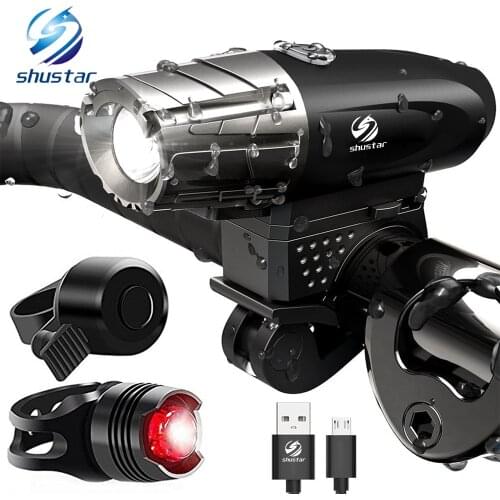 USB Rechargeable LED Flashlight Bicycle Light Bike Lamp Front LED Headlight For night riding, fishing, hunting, camping, etc