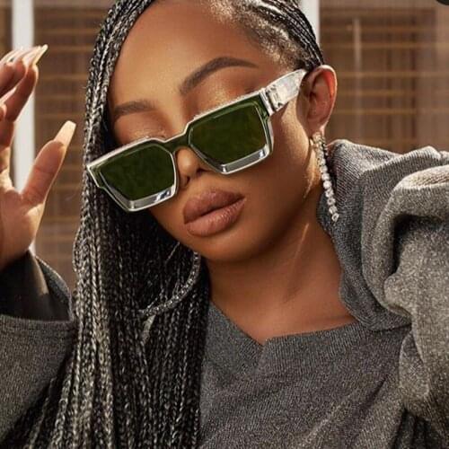 Unique Blue White Clouds Print Square Sunglasses For Women New Luxury Brand Rivet Sun Glasses Men Vintage Silver Mirror Eyewear