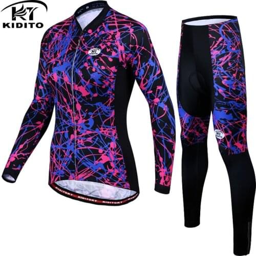 KIDITOKT womens autumn cycling clothes sweat wicking ventilation long sleeve cycling equipment suit