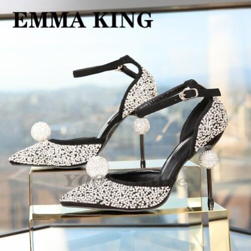 Black Patent Leather Women Pumps Sexy Strange High Heels Stiletto Shoes For Women Ankle Strap Runway Party Stiletto Heels 2018