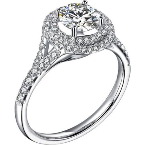 Splendid 1CT 6.5MM G-H Round Cut Moissanite Engagement Ring Solid 925 Sterling Silver Ring White Gold Color Wedding Jewelry