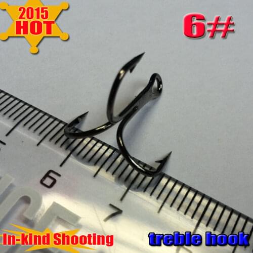 2015Treble Fishing Hooks 6# high-carbon steel 1000pcs/lot High Quality