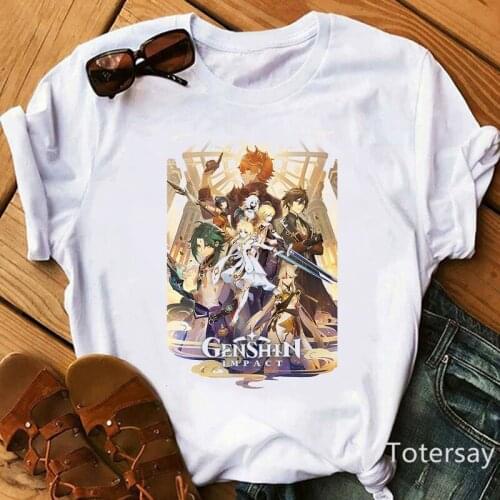 2021 Funny Genshin Impact T Shirt Cartoon Print Anime Kid Clothes Children Clothing T-shrits Tee Short Sleeve Top Harajuku