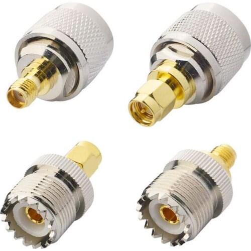 4 PCS / SET UHF SL16 PL259 SO239 to SMA Male Plug Female Jack RF Connector Test Converter