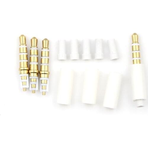 4pcs/lot 3.5 Mm Audio Plug Jack Adaptor Connector For Iphone White 3.5mm Stereo Headset Plug With Tail 4 Pole