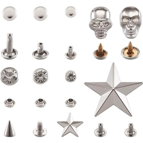 640pcs/Box Iron & Brass & Alloy Decorative Rivets for Clothes Bag Shoes Leather Crafts Decor Accessories,129x96x42mm