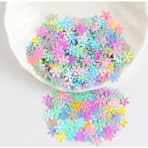 Big Sequins 10mm Christmas Snowflake Paillettes White Snow Flower Flat Sequin Loose PVC Glitter Paillette Pailetten Crafts 10g
