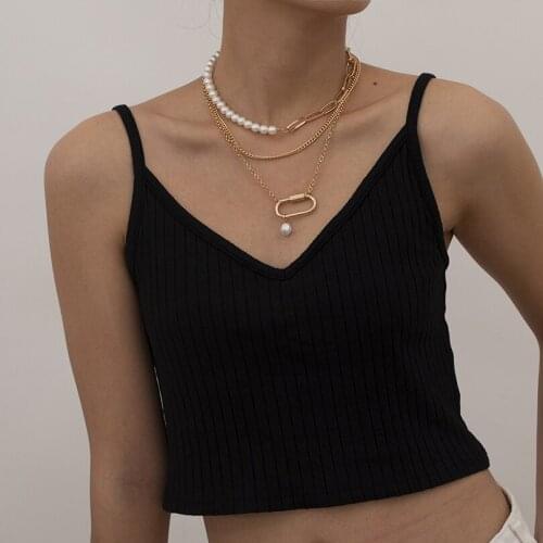 Pearl Pastoral Ethnic Retro Chain Alloy Punk Hip Hop Chain Necklace Women Pendant Aesthetic Fashion Female Popular Now New