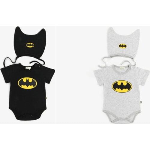 New 2019 Baby Set Short Rompers + Hat 2 Pieces Children Set Boys Super Hero Costume Toddler Outfit Christmas Festival Jumpsuit