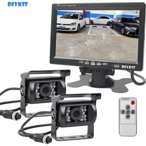DIYKIT AHD 7inch TFT LCD Car Monitor Rear View Monitor 2 x Waterproof IR Night Vision 960P AHD Camera for Bus Houseboat Truck