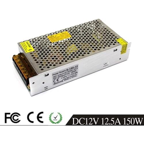 Switching Switch Power Supply Driver for LED Strip Light DC 12V 12.5A 150W SMPS with CNC CCTV Motor 3D Printer