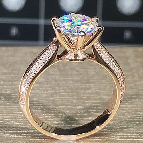 10K Au417 Rose Gold Women Wedding Party Engagement Ring 1 2 3 4 5 Carat Round Moissanite Diamond Ring Crown Trendy Elegant