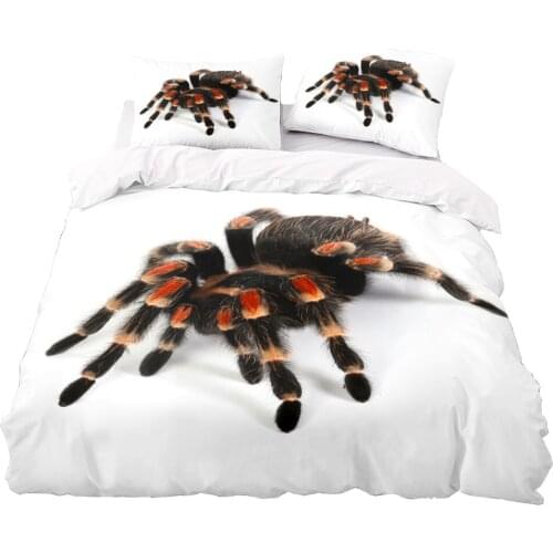 Hairy Spider Pattern Duvet Cover Set With Pillowcase, 240x220 Quilt Cover, 245×210 Blanket Cover,White King Bedding Set