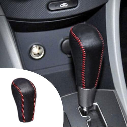 Muchkey Leather Gear Knob Stick Covers AT For HYUNDAI VERNA 2010 2011 2012 2013 2014 Non-slip Automatic Shifter
