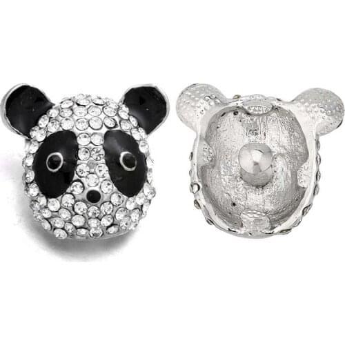 Crystal w294 panda 3D 25mm rhinestone metal snap button for Bracelet Necklace Jewelry For Women Fashion accessories