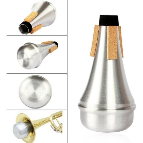 Mayitr 1pc Aluminum Trumpet Mute Silencer Instrument Accessories Jazz Practice Straight Trumpets Mute for Beginner